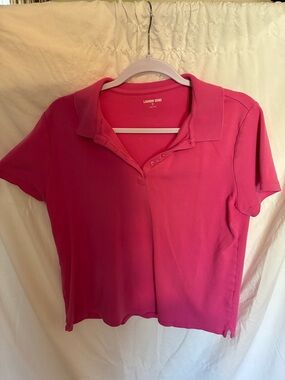Lands' End Women's Hot Pink Button-Front Polo